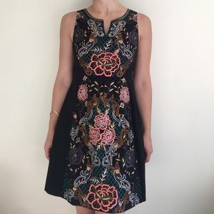 Anthropologie Embroidered Keyhole Back Dress
